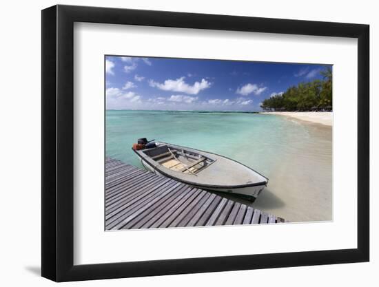 Wooden Jetty with a Boat Tied to It-Lee Frost-Framed Photographic Print