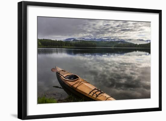 Wooden Kayak on Shore of Beaver Lake Near Whitefish, Montana, Usa-Chuck Haney-Framed Photographic Print