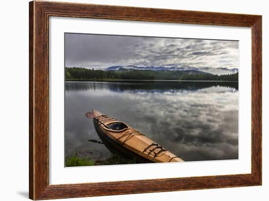 Wooden Kayak on Shore of Beaver Lake Near Whitefish, Montana, Usa-Chuck Haney-Framed Photographic Print