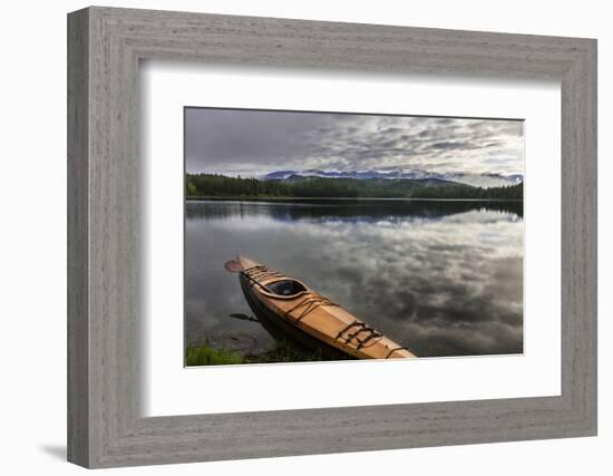 Wooden Kayak on Shore of Beaver Lake Near Whitefish, Montana, Usa-Chuck Haney-Framed Photographic Print