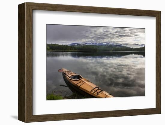 Wooden Kayak on Shore of Beaver Lake Near Whitefish, Montana, Usa-Chuck Haney-Framed Photographic Print