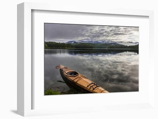 Wooden Kayak on Shore of Beaver Lake Near Whitefish, Montana, Usa-Chuck Haney-Framed Photographic Print