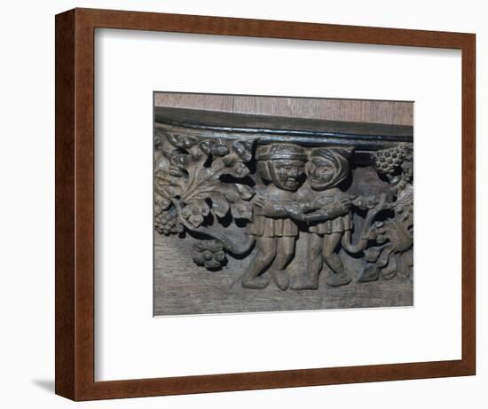 Wooden misericord in Southwell Minster, 14th century. Artist: Unknown-Unknown-Framed Giclee Print