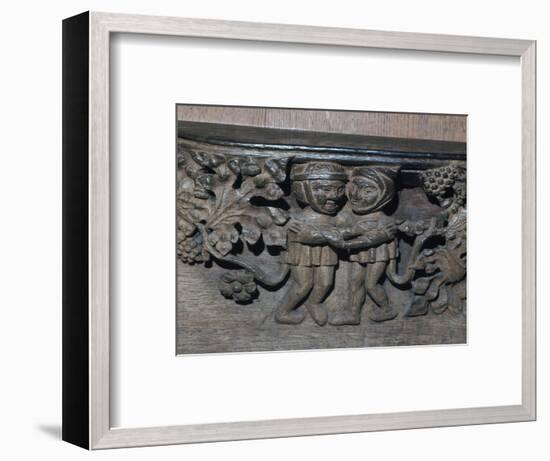 Wooden misericord in Southwell Minster, 14th century. Artist: Unknown-Unknown-Framed Giclee Print