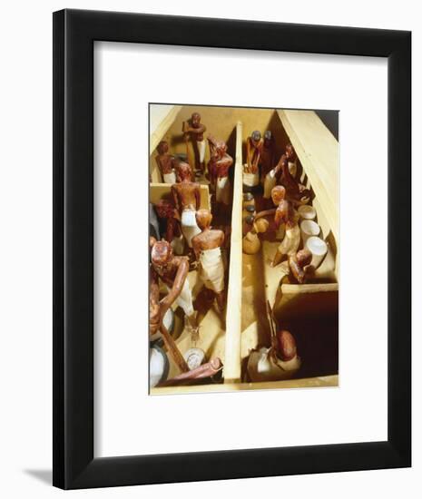 Wooden model a bakery. Workers grind grain to flour-Werner Forman-Framed Giclee Print