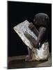 Wooden model of a scribe, Ancient Egyptian, possibly Middle Kingdom-Werner Forman-Mounted Photographic Print