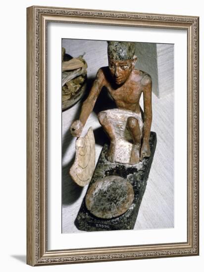 Wooden Model of Man fanning Fire, Egyptian Tomb Finding, c1900 BC-Unknown-Framed Giclee Print