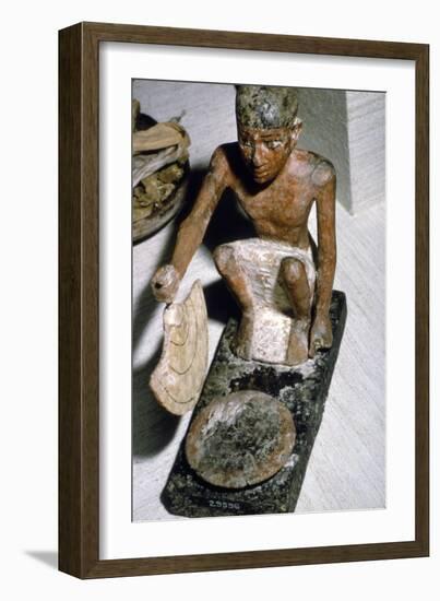 Wooden Model of Man fanning Fire, Egyptian Tomb Finding, c1900 BC-Unknown-Framed Giclee Print