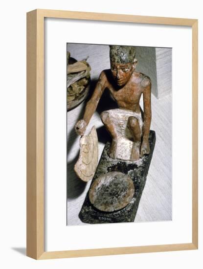 Wooden Model of Man fanning Fire, Egyptian Tomb Finding, c1900 BC-Unknown-Framed Giclee Print