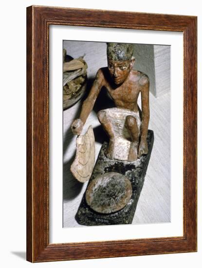 Wooden Model of Man fanning Fire, Egyptian Tomb Finding, c1900 BC-Unknown-Framed Giclee Print