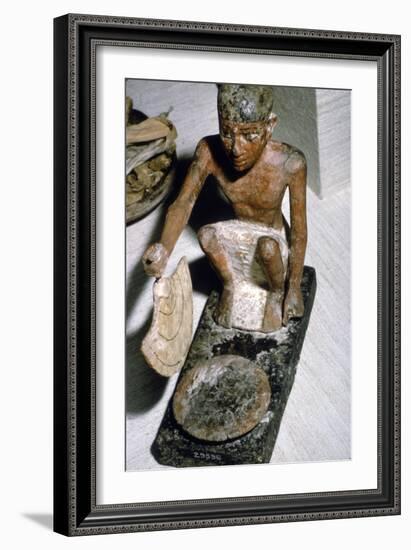 Wooden Model of Man fanning Fire, Egyptian Tomb Finding, c1900 BC-Unknown-Framed Giclee Print