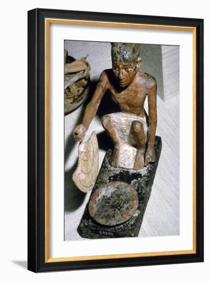 Wooden Model of Man fanning Fire, Egyptian Tomb Finding, c1900 BC-Unknown-Framed Giclee Print