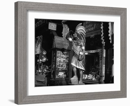 Wooden Native American Cigar Shop Statue-null-Framed Photographic Print