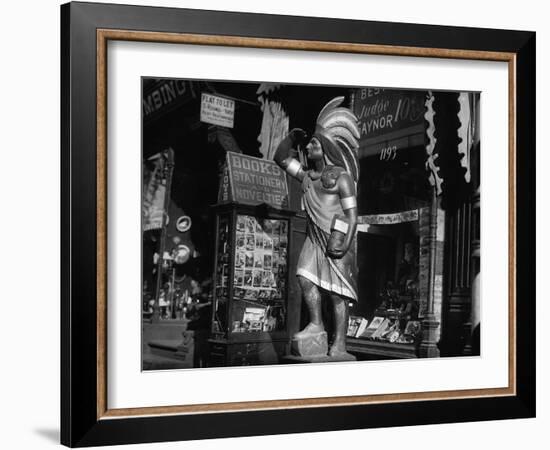 Wooden Native American Cigar Shop Statue-null-Framed Photographic Print