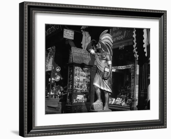 Wooden Native American Cigar Shop Statue-null-Framed Photographic Print