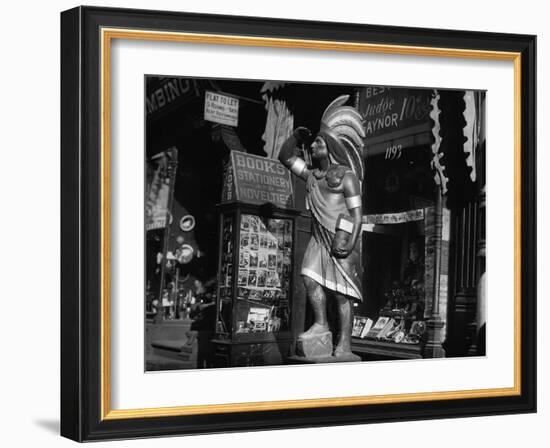 Wooden Native American Cigar Shop Statue-null-Framed Photographic Print