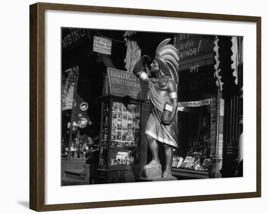 Wooden Native American Cigar Shop Statue-null-Framed Photographic Print