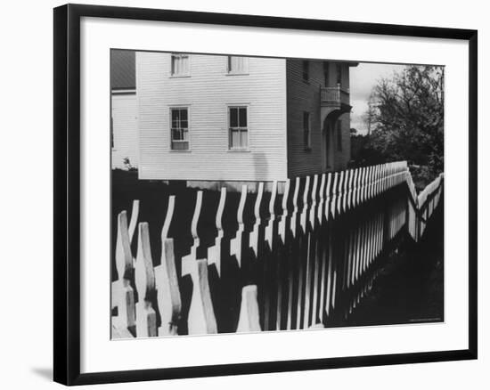 Wooden Picket Fence Surrounding a Building Built in 1850 in a Shaker Community-John Loengard-Framed Photographic Print