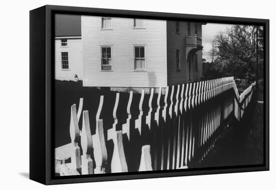 Wooden Picket Fence Surrounding a Building Built in 1850 in a Shaker Community-John Loengard-Framed Premier Image Canvas