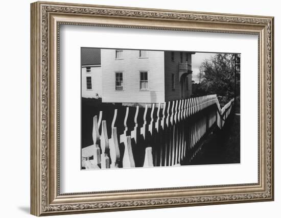 Wooden Picket Fence Surrounding a Building Built in 1850 in a Shaker Community-John Loengard-Framed Photographic Print