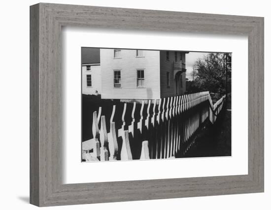 Wooden Picket Fence Surrounding a Building Built in 1850 in a Shaker Community-John Loengard-Framed Photographic Print