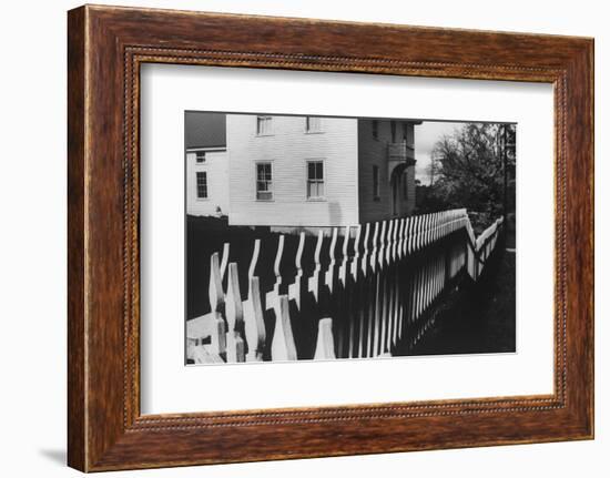 Wooden Picket Fence Surrounding a Building Built in 1850 in a Shaker Community-John Loengard-Framed Photographic Print