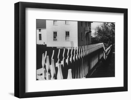 Wooden Picket Fence Surrounding a Building Built in 1850 in a Shaker Community-John Loengard-Framed Photographic Print