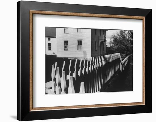 Wooden Picket Fence Surrounding a Building Built in 1850 in a Shaker Community-John Loengard-Framed Photographic Print