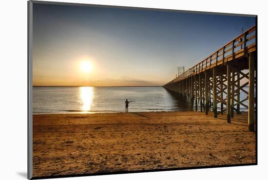 Wooden Pier Perspective at Sunset, Keansburg, New Jersey, USA-George Oze-Mounted Photographic Print