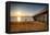 Wooden Pier Perspective at Sunset, Keansburg, New Jersey, USA-George Oze-Framed Premier Image Canvas