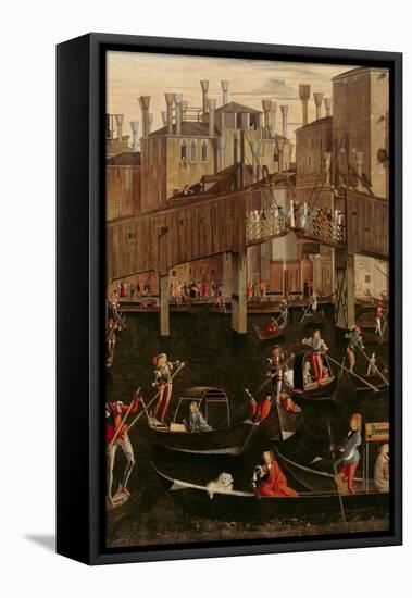 Wooden Rialto Bridge, from the Miracle of the Relic of the True Cross, 1494 (Detail of 29232)-Vittore Carpaccio-Framed Premier Image Canvas