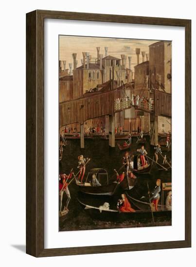 Wooden Rialto Bridge, from the Miracle of the Relic of the True Cross, 1494 (Detail of 29232)-Vittore Carpaccio-Framed Giclee Print