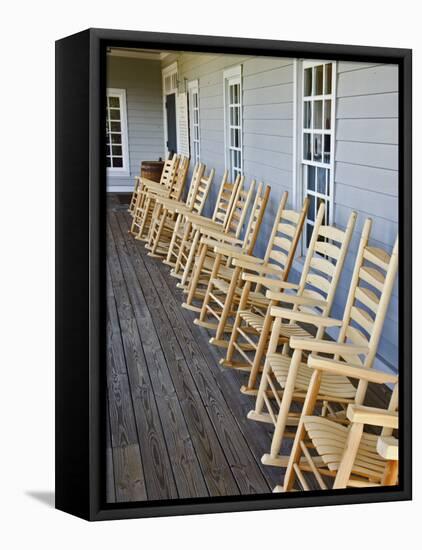 Wooden Rocking Chairs, Labrot & Graham Distillery, Kentucky, USA-Adam Jones-Framed Premier Image Canvas