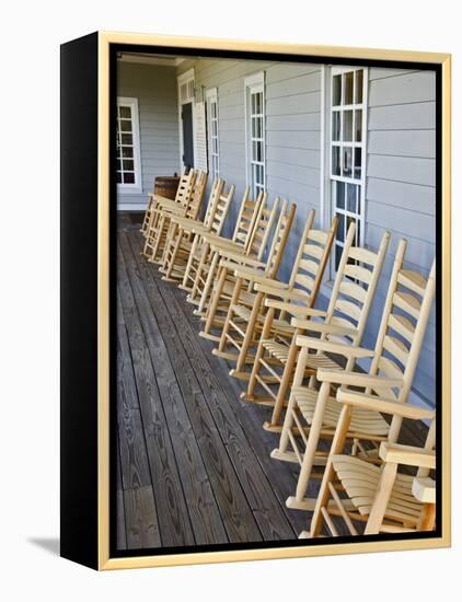 Wooden Rocking Chairs, Labrot & Graham Distillery, Kentucky, USA-Adam Jones-Framed Premier Image Canvas