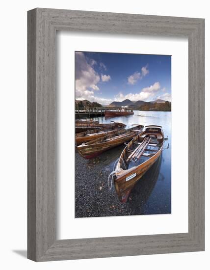 Wooden Rowing Boats on Derwent Water, Keswick, Lake District, Cumbria, England. Autumn-Adam Burton-Framed Photographic Print