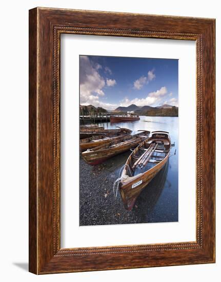 Wooden Rowing Boats on Derwent Water, Keswick, Lake District, Cumbria, England. Autumn-Adam Burton-Framed Photographic Print