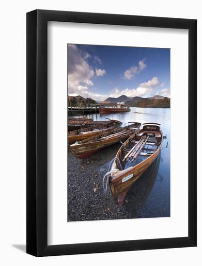 Wooden Rowing Boats on Derwent Water, Keswick, Lake District, Cumbria, England. Autumn-Adam Burton-Framed Photographic Print