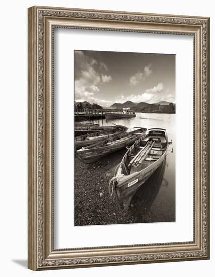 Wooden Rowing Boats on Derwent Water, Keswick, Lake District, Cumbria, England. Autumn-Adam Burton-Framed Photographic Print