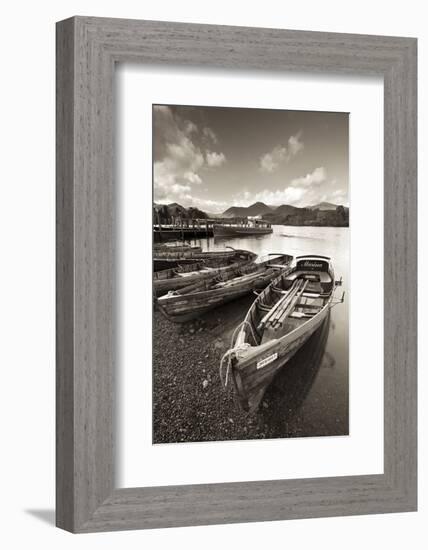 Wooden Rowing Boats on Derwent Water, Keswick, Lake District, Cumbria, England. Autumn-Adam Burton-Framed Photographic Print