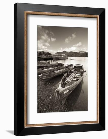 Wooden Rowing Boats on Derwent Water, Keswick, Lake District, Cumbria, England. Autumn-Adam Burton-Framed Photographic Print