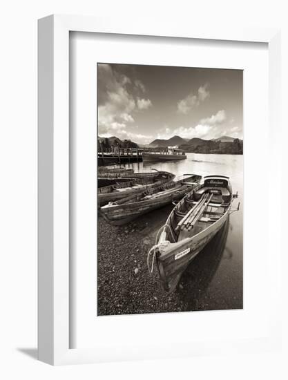 Wooden Rowing Boats on Derwent Water, Keswick, Lake District, Cumbria, England. Autumn-Adam Burton-Framed Photographic Print