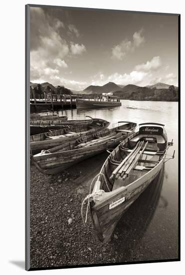 Wooden Rowing Boats on Derwent Water, Keswick, Lake District, Cumbria, England. Autumn-Adam Burton-Mounted Photographic Print