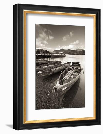 Wooden Rowing Boats on Derwent Water, Keswick, Lake District, Cumbria, England. Autumn-Adam Burton-Framed Photographic Print