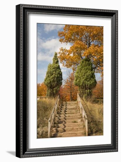 Wooden Steps In Autumn, Marquette, Michigan '12-Monte Nagler-Framed Photographic Print