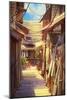 Wooden Village Pathway,Illustration Painting-Tithi Luadthong-Mounted Art Print