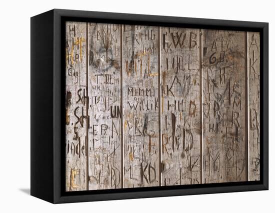 Wooden Wall, Names, Initials, Incised-Thonig-Framed Premier Image Canvas