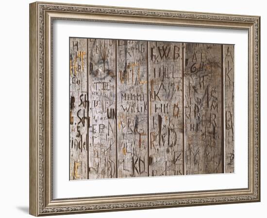 Wooden Wall, Names, Initials, Incised-Thonig-Framed Photographic Print