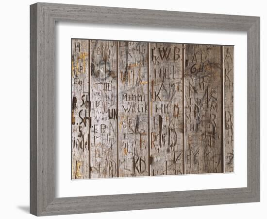 Wooden Wall, Names, Initials, Incised-Thonig-Framed Photographic Print