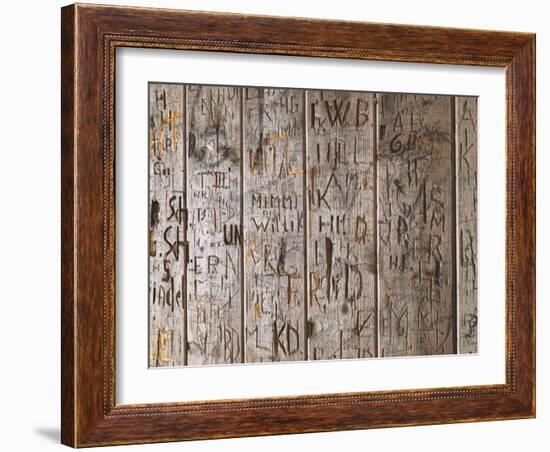 Wooden Wall, Names, Initials, Incised-Thonig-Framed Photographic Print