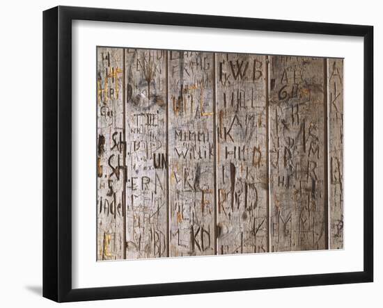 Wooden Wall, Names, Initials, Incised-Thonig-Framed Photographic Print